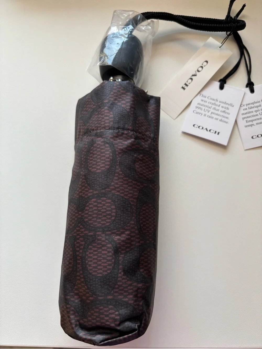 Coach Brown Monogram Folding Umbrella